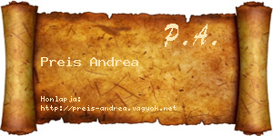 Preis Andrea névjegykártya